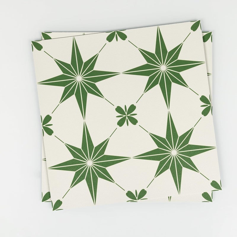 Dureidos Peel and Stick Floor Tiles: 11.8"x11.8" Self-Adhesive Easy to Install Tile Sticker, Waterproof Vinyl Flooring,for Bathroom, Kitchen, Bedroom, 30PCS Covering 30 sq ft Green and White - Image 1